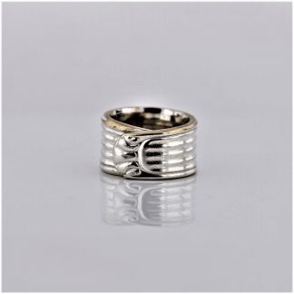 sølv fingerring ring sølvplett sølvring stripemønster rosett